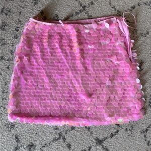 Nasty Gal Pink Sequin Disco Mini Skirt Size 6